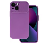 Gigapack Szilikon telefonvédő (matt, mikrofiber plüss belső, kamera védelem) LILA Apple iPhone 14 Plus
