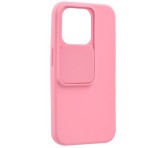 Gigapack Szilikon telefonvédő (matt, mikrofiber plüss belső, kamera védelem) RÓZSASZÍN Apple iPhone 14 Pro