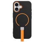 Gigapack Szilikon telefonvédő (mikrofiber plüss belső, kameravédő, ujjra húzható pánt, MagSafe) FEKETE Apple iPhone 17