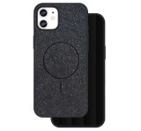 Gigapack Szilikon telefonvédő (műanyag hátlap, kameravédő, MagSafe, csillogó) FEKETE Apple iPhone 11