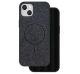 Gigapack Szilikon telefonvédő (műanyag hátlap, kameravédő, MagSafe, csillogó) FEKETE Apple iPhone 14