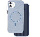 Gigapack Szilikon telefonvédő (műanyag hátlap, kameravédő, MagSafe, csillogó) VILÁGOSKÉK Apple iPhone 11