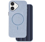 Gigapack Szilikon telefonvédő (műanyag hátlap, kameravédő, MagSafe, csillogó) VILÁGOSKÉK Apple iPhone 16