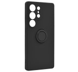 Gigapack Szilikon telefonvédő (tartógyűrű, mikrofiber plüss belső, mágneses, kameravédő) FEKETE Samsung Galaxy S25 Ultra (SM-S938)