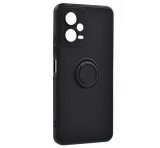 Gigapack Szilikon telefonvédő (telefontartó gyűrű, mikrofiber plüss belső, beépített fémlemez, kamera védelem) FEKETE Xiaomi Redmi Note 12 5G, Xiaomi Poco X5 5G