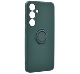 Gigapack Szilikon telefonvédő (telefontartó gyűrű, mikrofiber plüss belső, beépített fémlemez, kamera védelem) SÖTÉTZÖLD Samsung Galaxy S23 FE (SM-S711)