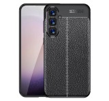 Gigapack Szilikon telefonvédő (ütésállóság, bőr hatású, varrás minta) FEKETE Samsung Galaxy S24 Plus (SM-S926)