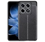 Gigapack Szilikon telefonvédő (ütésállóság, bőr hatású, varrás minta) FEKETE Xiaomi 14T Pro 5G