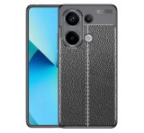 Gigapack Szilikon telefonvédő (ütésállóság, bőr hatású, varrás minta) FEKETE Xiaomi Poco M6 Pro LTE, Redmi Note 13 Pro 4G
