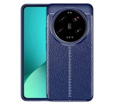 Gigapack Szilikon telefonvédő (ütésállóság, bőr hatású, varrás minta) SÖTÉTKÉK Xiaomi 14 Ultra