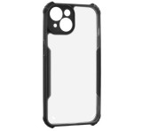 Gigapack Szilikon telefonvédő (ütésállóság, légpárnás sarok, akril hátlap, kameravédő) FEKETE iPhone 15 Plus