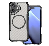 Gigapack Szilikon telefonvédő (ütésállóság, légpárnás sarok, kameravédő, karbon minta, MagSafe) FEKETE Apple iPhone 16 Plus