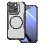 Gigapack Szilikon telefonvédő (ütésállóság, légpárnás sarok, kameravédő, karbon minta, MagSafe) FEKETE Apple iPhone 16 Pro Max