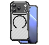 Gigapack Szilikon telefonvédő (ütésállóság, légpárnás sarok, kameravédő, karbon minta, MagSafe) FEKETE Apple iPhone 17 Pro