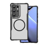 Gigapack Szilikon telefonvédő (ütésállóság, légpárnás sarok, kameravédő, karbon minta, MagSafe) FEKETE Samsung Galaxy S24 Ultra (SM-S928)
