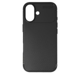 Gigapack Szilikon telefonvédő (ütésállóság, légpárnás sarok, karbon minta) FEKETE Apple iPhone 17