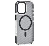 Gigapack Szilikon telefonvédő (ütésállóság, légpárnás sarok, karbon minta, wireless, MagSafe) FEKETE Apple iPhone 16