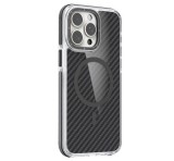 Gigapack Szilikon telefonvédő (ütésállóság, légpárnás sarok, karbon minta, wireless, MagSafe) FEKETE Apple iPhone 16 Pro