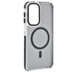 Gigapack Szilikon telefonvédő (ütésállóság, légpárnás sarok, karbon minta, wireless, MagSafe) FEKETE Samsung Galaxy A17 5G (SM-A176)