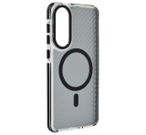 Gigapack Szilikon telefonvédő (ütésállóság, légpárnás sarok, karbon minta, wireless, MagSafe) FEKETE Samsung Galaxy S25 Edge (SM-S937)