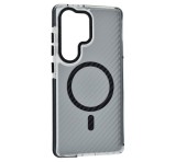 Gigapack Szilikon telefonvédő (ütésállóság, légpárnás sarok, karbon minta, wireless, MagSafe) FEKETE Samsung Galaxy S25 Ultra (SM-S938)