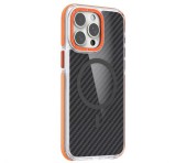 Gigapack Szilikon telefonvédő (ütésállóság, légpárnás sarok, karbon minta, wireless, MagSafe) NARANCSSÁRGA Apple iPhone 17 Pro