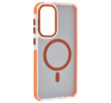 Gigapack Szilikon telefonvédő (ütésállóság, légpárnás sarok, karbon minta, wireless, MagSafe) NARANCSSÁRGA Samsung Galaxy A56 5G (SM-A566)
