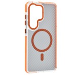 Gigapack Szilikon telefonvédő (ütésállóság, légpárnás sarok, karbon minta, wireless, MagSafe) NARANCSSÁRGA Samsung Galaxy S26 Ultra (SM-S948)