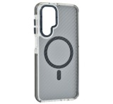 Gigapack Szilikon telefonvédő (ütésállóság, légpárnás sarok, karbon minta, wireless, MagSafe) SÖTÉTSZÜRKE Samsung Galaxy A26 5G (SM-A266)