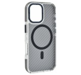 Gigapack Szilikon telefonvédő (ütésállóság, légpárnás sarok, karbon minta, wireless, MagSafe) SÖTÉTSZÜRKE Samsung Galaxy S26 Plus (SM-S947)