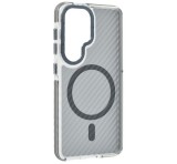 Gigapack Szilikon telefonvédő (ütésállóság, légpárnás sarok, karbon minta, wireless, MagSafe) SÖTÉTSZÜRKE Samsung Galaxy S26 (SM-S942)