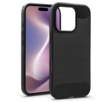 Gigapack Szilikon telefonvédő (ütésállóság, légpárnás sarok, szálcsiszolt, karbon minta) FEKETE Apple iPhone 16 Pro