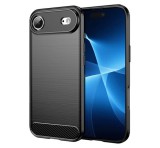 Gigapack Szilikon telefonvédő (ütésállóság, légpárnás sarok, szálcsiszolt, karbon minta) FEKETE Apple iPhone 17 Air