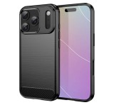 Gigapack Szilikon telefonvédő (ütésállóság, légpárnás sarok, szálcsiszolt, karbon minta) FEKETE Apple iPhone 17 Pro