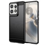 Gigapack Szilikon telefonvédő (ütésállóság, légpárnás sarok, szálcsiszolt, karbon minta) FEKETE Motorola Edge 50 Pro 5G