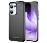 Gigapack Szilikon telefonvédő (ütésállóság, légpárnás sarok, szálcsiszolt, karbon minta) FEKETE Oppo Reno 13