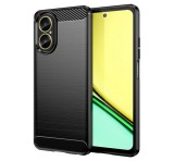 Gigapack Szilikon telefonvédő (ütésállóság, légpárnás sarok, szálcsiszolt, karbon minta) FEKETE Realme C67 4G