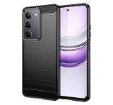 Gigapack Szilikon telefonvédő (ütésállóság, légpárnás sarok, szálcsiszolt, karbon minta) FEKETE Realme C75 4G