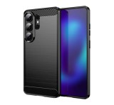 Gigapack Szilikon telefonvédő (ütésállóság, légpárnás sarok, szálcsiszolt, karbon minta) FEKETE Samsung Galaxy S26 Ultra (SM-S948)