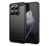 Gigapack Szilikon telefonvédő (ütésállóság, légpárnás sarok, szálcsiszolt, karbon minta) FEKETE Xiaomi 15T Pro