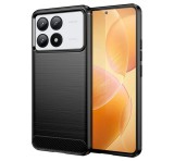 Gigapack Szilikon telefonvédő (ütésállóság, légpárnás sarok, szálcsiszolt, karbon minta) FEKETE Xiaomi Poco F6 Pro