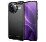 Gigapack Szilikon telefonvédő (ütésállóság, légpárnás sarok, szálcsiszolt, karbon minta) FEKETE Xiaomi Poco F7 Pro