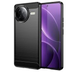 Gigapack Szilikon telefonvédő (ütésállóság, légpárnás sarok, szálcsiszolt, karbon minta) FEKETE Xiaomi Poco F7 Ultra