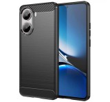 Gigapack Szilikon telefonvédő (ütésállóság, légpárnás sarok, szálcsiszolt, karbon minta) FEKETE Xiaomi Poco X7 Pro