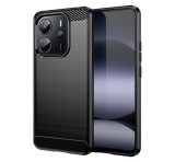 Gigapack Szilikon telefonvédő (ütésállóság, légpárnás sarok, szálcsiszolt, karbon minta) FEKETE Xiaomi Redmi Note 14 4G