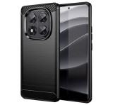 Gigapack Szilikon telefonvédő (ütésállóság, légpárnás sarok, szálcsiszolt, karbon minta) FEKETE Xiaomi Redmi Note 14 Pro 4G