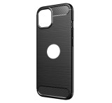 Gigapack Szilikon telefonvédő (ütésállóság, légpárnás sarok, szálcsiszolt, karbon minta, logó kivágás) FEKETE Apple iPhone 11 Pro Max