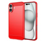 Gigapack Szilikon telefonvédő (ütésállóság, légpárnás sarok, szálcsiszolt, karbon minta) PIROS Apple iPhone 16 Plus