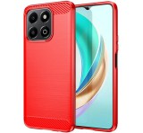 Gigapack Szilikon telefonvédő (ütésállóság, légpárnás sarok, szálcsiszolt, karbon minta) PIROS Honor X6b