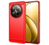 Gigapack Szilikon telefonvédő (ütésállóság, légpárnás sarok, szálcsiszolt, karbon minta) PIROS Realme 12 Pro Plus, 12 Pro
